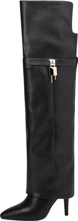 Generic Womens Cow Leather Pointed Toe High Heels Long Boots Slip-On Luxury Knee-High Boots