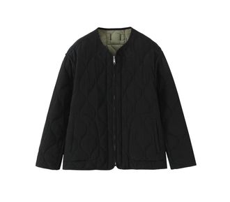 Generic Womens Retro Double-Sided Quilted Cotton Jacket, Classic Comfortable Simple Outerweart Black