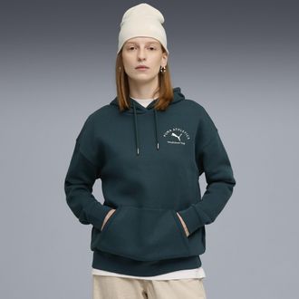 Puma Felpa con cappuccio PUMA Class dal taglio morbido da donna, Abbigliamento, Verde, XL