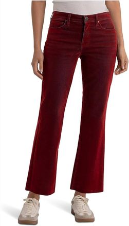 Kut from the Kloth Kelsey Hi Rise Ankle Flare With Raw Hem Pant In Red