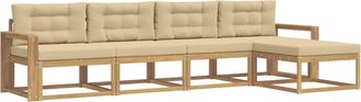 vidaXL Conjunto De Sof&aacute;s De Exterior 4 Uds. Y Beige Poli&eacute;ster Vidaxl