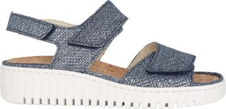 Waldl&auml;ufer Blauwe sandaal met brede pasvorm en uitneembaar voetbed - Dames - Sleehakken - Blauw - 36 EU - Schoenen
