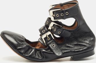 Laurence Dacade Black Leather Buckle Details Ballet Flat