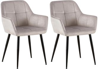 Clp Clp - Set De 2 Sillas De Sal&oacute;n Emia En Terciopelo Gris Claro
