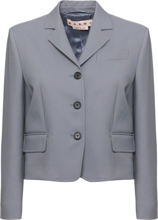 Marni Blue Classic Lapel Satin Blazer