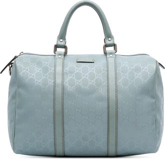 Gucci Pre-owned Womens Boston Handbag Monogram - Light Blue Textile - One Size