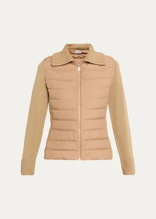Moncler Padded Zip-Up Wool Cardigan