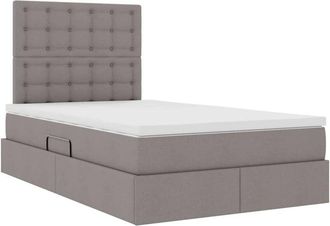 vidaXL Bed with LED Strip Lights Taupe 120 x 200 cm Fabric vidaXL