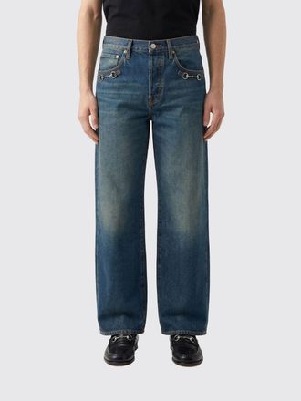 Gucci Jeans a gamba larga in denim di cotone con Horsebit
