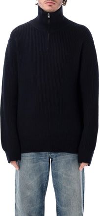 A.P.C. Ribbed Wool Dropped Shoulder Half-Zip Sweater