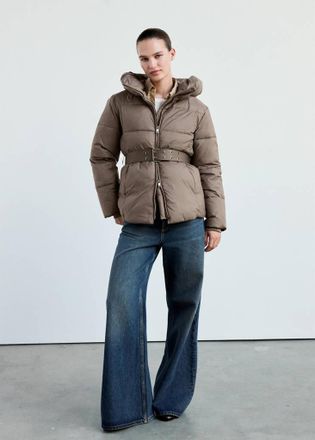 Mango Piumino imbottito cintura marrone medio - Donna - XS - MANGO