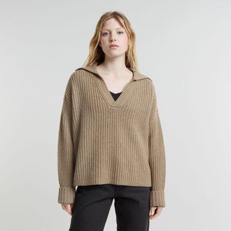 G-Star Loose Polo Heavy Knitted - Beige - Dames
