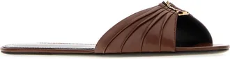 Saint Laurent Womens Brown Nappa Leather Babylone Slippers Aestheticbrown Scarpe Con Tacco High Heel Shoes