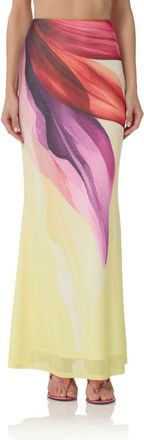 AFRM Tegan Maxi Skirt in Lemon Lotus at Nordstrom, Size X-Large