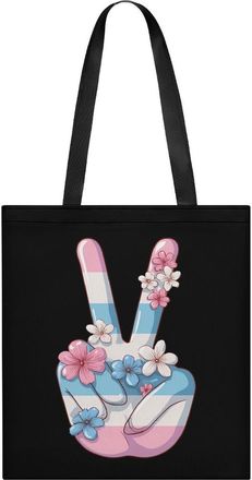 Generic Transgender Peace Sign Tote Bag for Women Men Shoulder Bags Purses Pouch Handbags