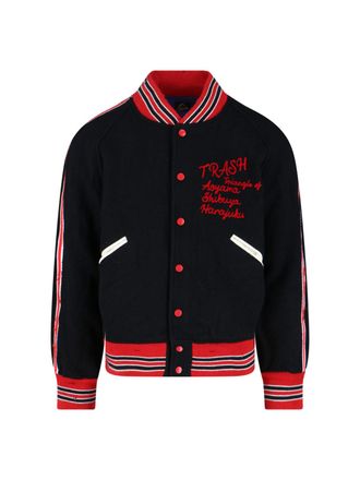 Needles Logo Bomber Jacket - Black/Red