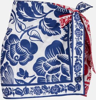 Farm Rio Cashew And Birds cotton miniskirt