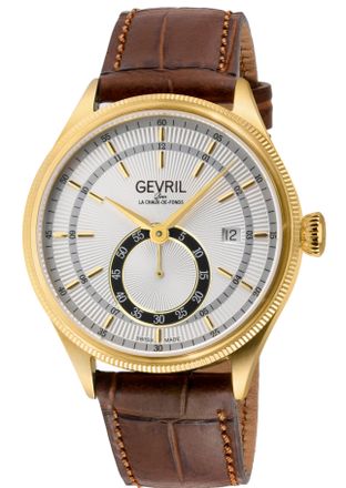 Gevril Group Mens Empire Italian Brown Leather Swiss Automatic ETA 2895 Watch - One Size