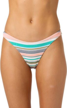 O'Neill Villa Stripe Hermosa Bikini Bottoms in Teal Multi Colored at Nordstrom, Size Xx-Large