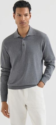 Brunello Cucinelli Cotton lightweight knit polo shirt in Dark Grey at Nordstrom, Size 52