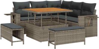 vidaXL Conjunto De Sof&aacute; De Jard&iacute;n 8 Pcs Gris 100 X 100 X 71 Cm Vidaxl