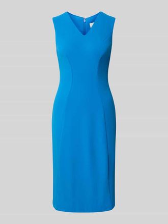 Calvin Klein Knielanges Etuikleid mit V-Ausschnitt Modell Scuba in Royal, Gr&ouml;&szlig;e L
