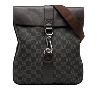 Loewe Pre-owned Womens Anagram Coated Canvas Crossbody - Dark Grey Textile - One Size