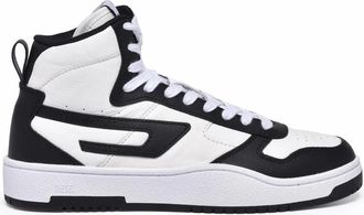 Diesel White-Black Leather Ukiyo Sneakers