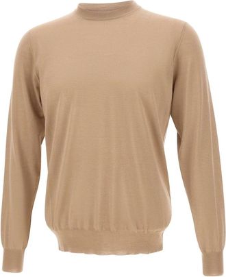 FILIPPO DE LAURENTIIS Rondgebreide trui - Heren - Ronde hals truien - Beige - L - Wol - Truien & Vesten