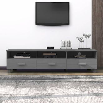 vidaXL Vidaxl - Mueble De Tv Hamar Madera Maciza Pino Gris Oscuro 158x40x40 Cm