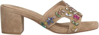 Alma En Pena Sandaal met Kruisband en Multicolor Strass - Dames - Muiltjes - Beige - 40 EU - Leer - Schoenen