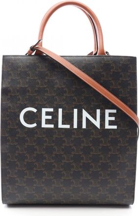 Celine Black Brown Coated Canvas Leather Handbag Tote Bag (Pre-Owned)