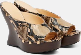 Magda Butrym Snake-effect leather wedge mules