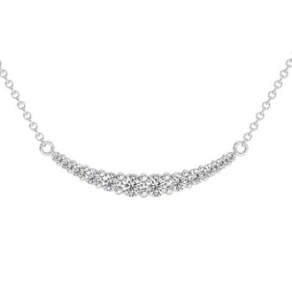 Pompeii3 1/2Ct TW Diamond Graduated Bar Necklace 14k Gold Lab Grown Pendant 28mm