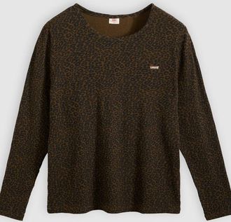 Levi's T-shirt Hayes a maniche lunghe (taglie forti) - Donna - 1X - Marrone / Smaller Annessa Cheetah Bison