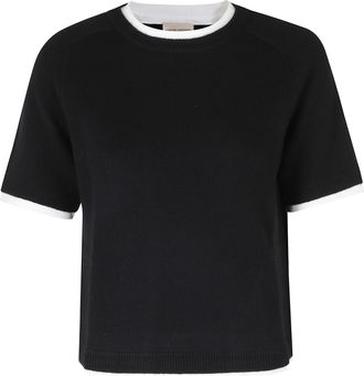 Semicouture Black Aida Short-Sleeved Wool-Cashmere Sweater