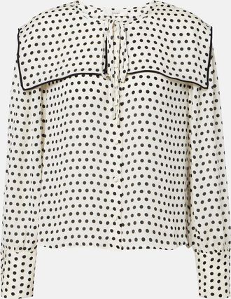 Frame Denim Blusa Fleet in seta a pois