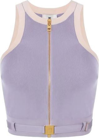 Elisabetta Franchi racerback zip knit top - Purple