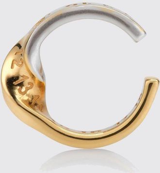 Maison Margiela Ear cuff Torchon in metallo cromato bicolore con logo numerico