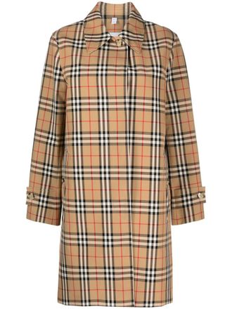 Burberry plaid-check pattern jacket - women - Cotton/Cupro - 6 - Brown