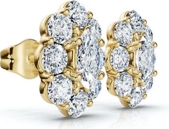 Pompeii3 1 1/2Ct Oval Diamond Halo Studs 14k Gold Womens Earrings Lab Grown