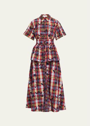 Rosie Assoulin Boogie Woogie Button-Down Plaid Dress