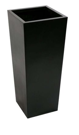 PRIMROSE Tall Flared Square Fibreglass Outdoor Garden Planter Matt Black 60cm