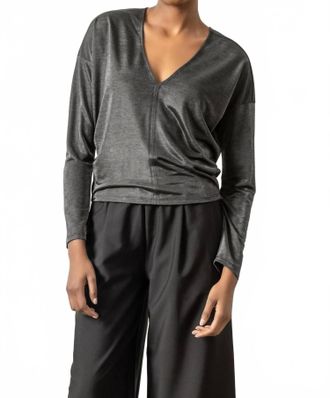 Lilla P Sparkle Double V Top In Black Sparkle