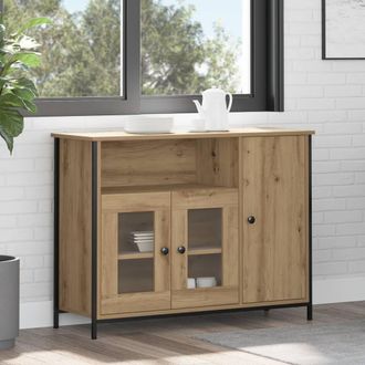 Berkfield Home Sideboard Artisan Oak 100x35x75 cm Engineered Wood in Brown | Size: 100 x 35 x 75 cm