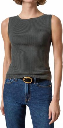 Lilla P Sleeveless Rib Top In Elm