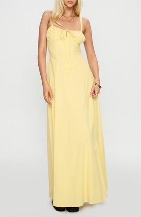 Princess Polly Leticia Cotton Blend Maxi Sundress in Lemon at Nordstrom, Size 2