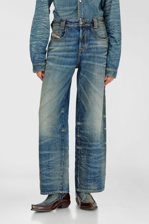 Diesel Relaxed Jeans High Waist 1982 D-Hakou, Medium blue, Button fly