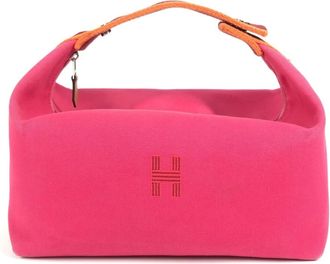 Herm&egrave;s Pink Cotton Pouch Vanity Bag (Pre-Owned)