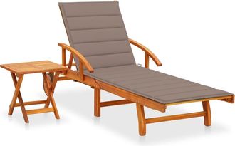 vidaXL Tumbona De Jard&iacute;n Con Mesa Y Coj&iacute;n Madera Maciza De Acacia Vidaxl